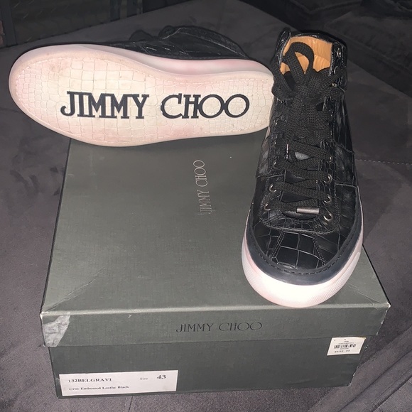 Jimmy Choo Other - Jimmy Choo Leather High Top Sneakers Black Sz 43